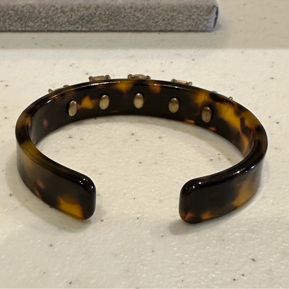 J. Crew Bracelet- Cuff in Faux Tortoise w/ clear crystals - small - Picture 10 of 12